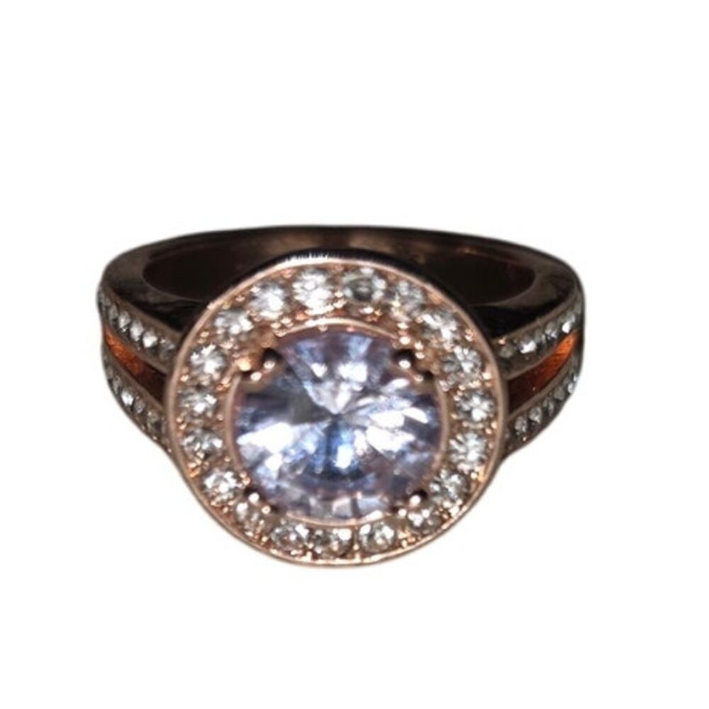 Rose Gold Tone Costume Ring Size 7 Gift Sparkle Glam Coquette Statement Present